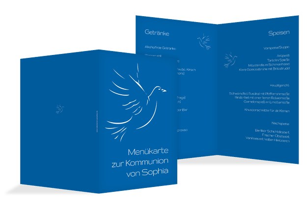 Menükarte Kommunion Pigeon