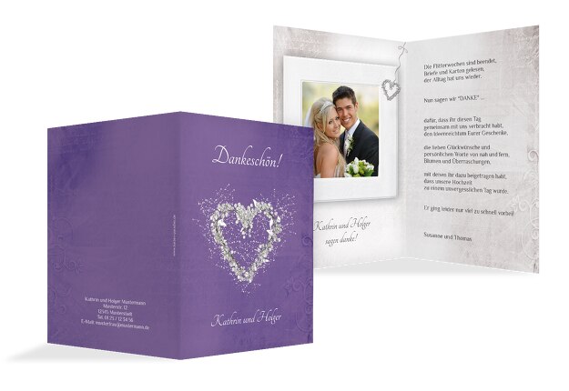 Hochzeit Dankeskarte glamour heart