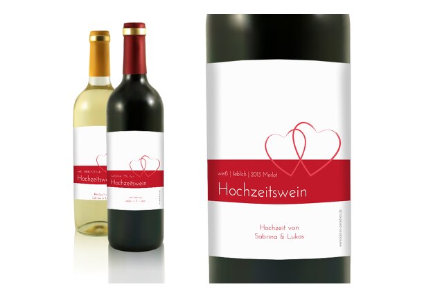 Hochzeit Flaschenetikett Herzensband