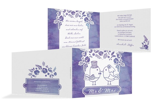 Hochzeit Einladung Vogelpaar