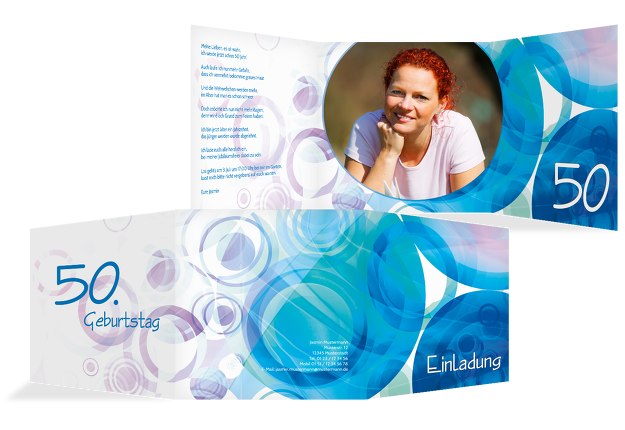 Einladungskarte colorful circles 50 Foto