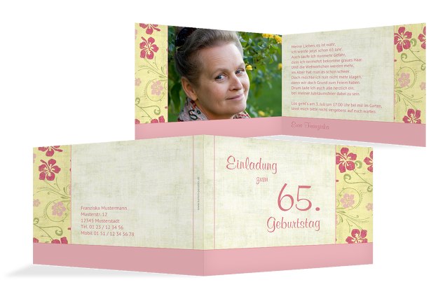 Einladung zum Geburtstag Foto Hibiskus 65