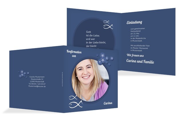 Einladungskarte zur Konfirmation Star