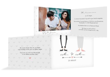 Hochzeit Einladung Pärchen Weiß 148x105mm