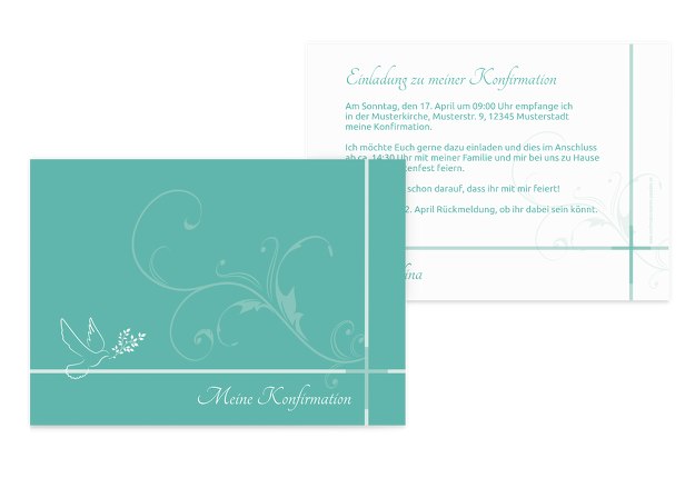 Einladungskarte zur Konfirmation floral