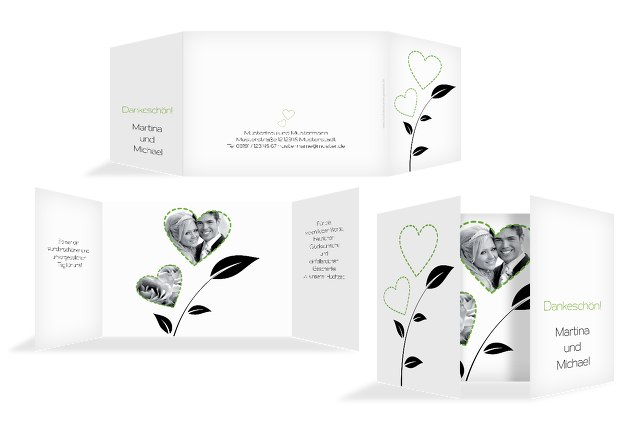 Hochzeit Dankeskarte Herzblume