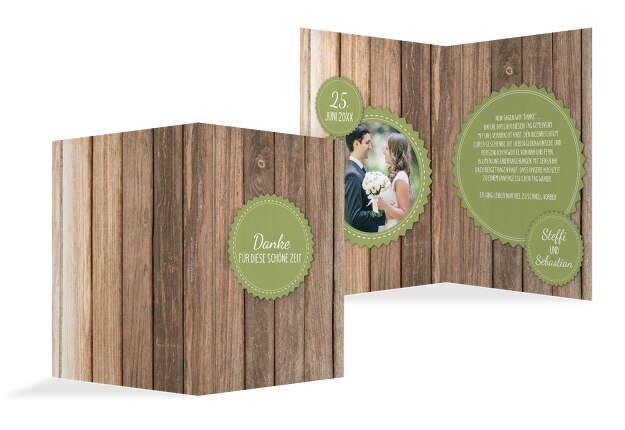 Hochzeit Dankeskarte Vintage Holz