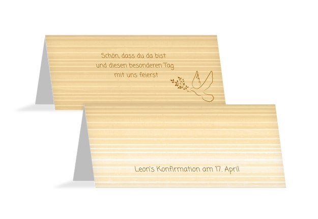 Tischkarte Konfirmation Taube 2