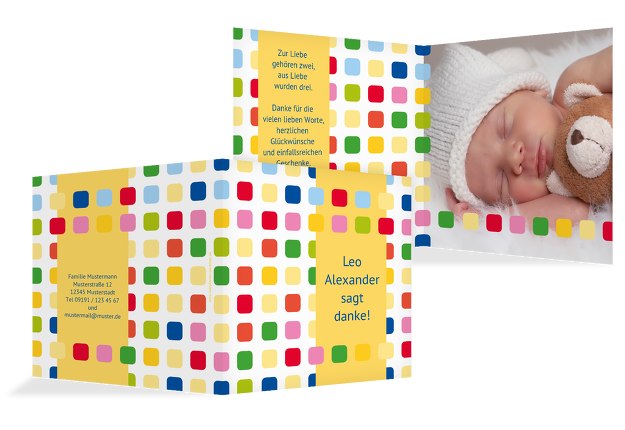 Baby Dankeskarte Viereck