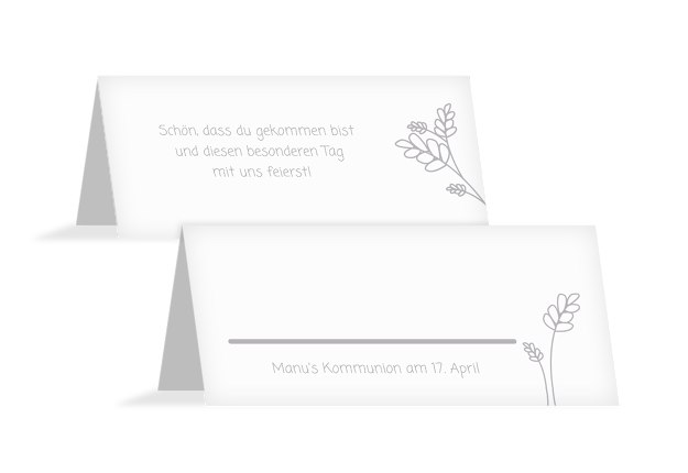 Tischkarte zur Kommunion Gräser