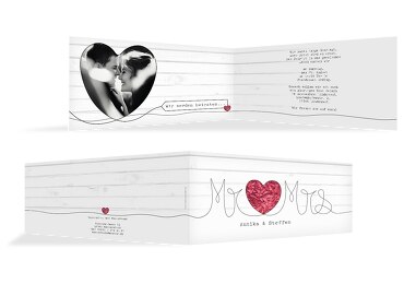 Hochzeit Einladung Mr&Mrs PinkLeuchtend 215x105mm