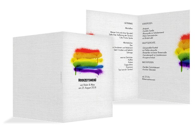 Menükarte Regenbogenliebe