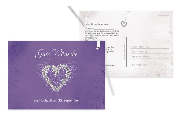 Hochzeit Ballonkarte glamour heart