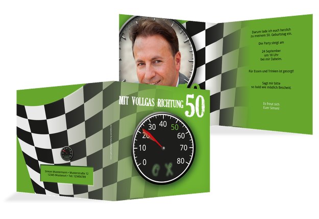 Geburtstagseinladung Vollgas 50