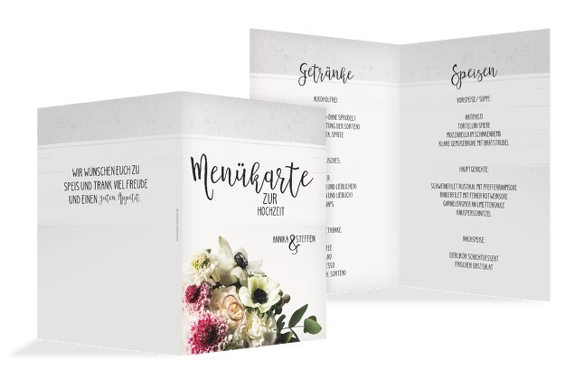 Hochzeit Menükarte Bouquet