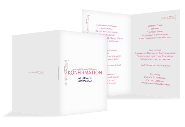 Menükarte zur Konfirmation Script
