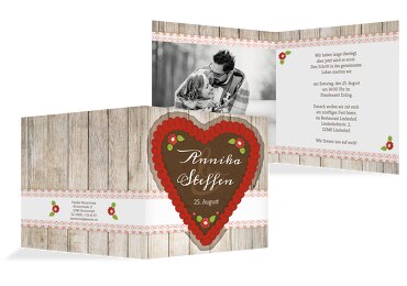 Hochzeit Einladung München Rot 145x145mm