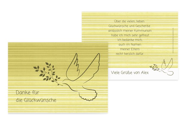 Kommunion Dankeskarte Taube 2