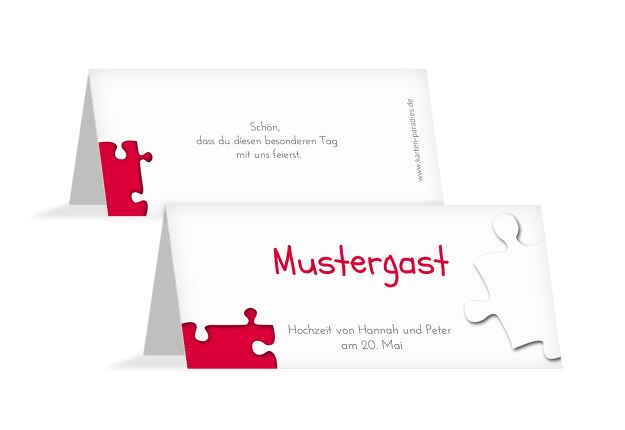 Hochzeit Tischkarte Puzzleteile