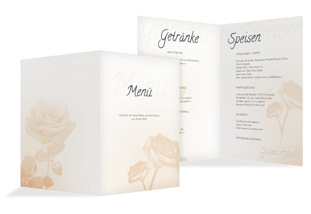 Hochzeit Menükarte Rose