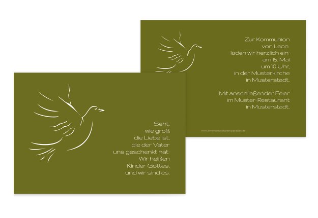 Kommunionskarte Pigeon