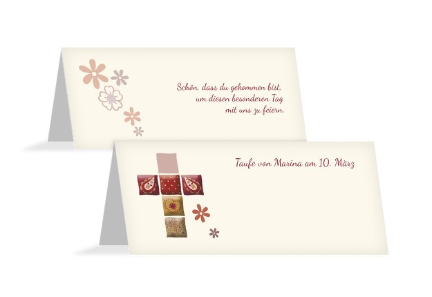 Tischkarte Florales Kreuz