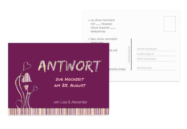 Hochzeit Antwortkarte Wir heiraten