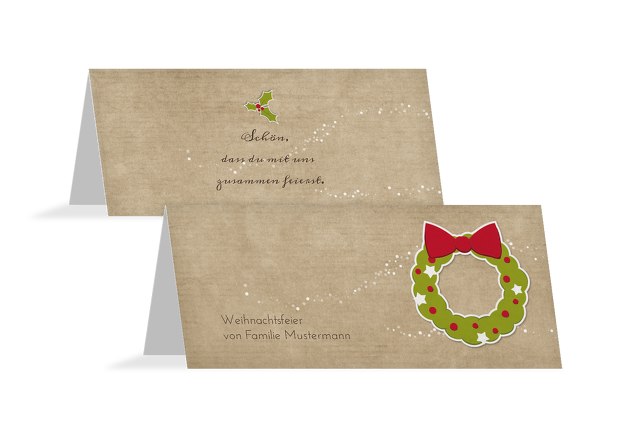 Tischkarte Weihnachtskranz