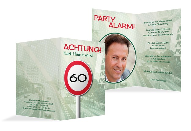Einladung Begrenzungsschild 60 Foto