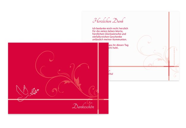 Kommunion Dankeskarte floral