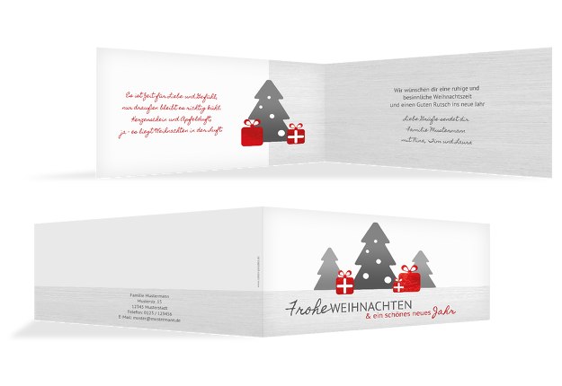 Weihnachtsgrußkarte Geschenkebaum