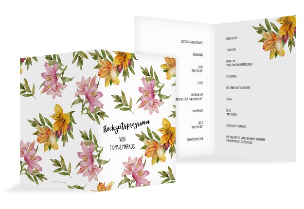 Hochzeit Kirchenheft Umschlag Blumendeko