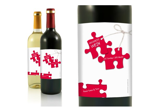 Hochzeit Flaschenetikett Puzzleteile