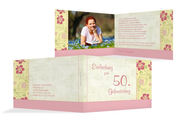 Einladung zum Geburtstag Foto Hibiskus 50