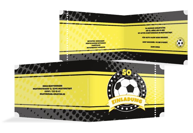 Einladungskarte Fußballstar 50