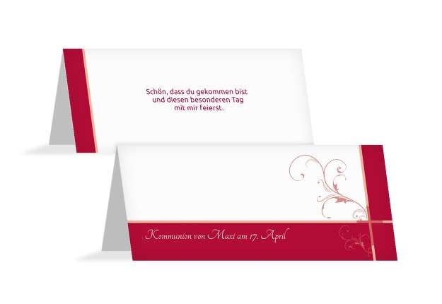 Tischkarte zur Kommunion floral