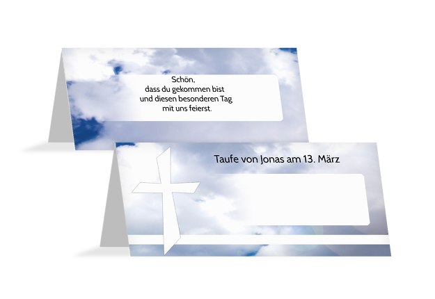Taufe Tischkarte Himmelskreuz