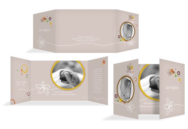 Babykarte Blumenornament
