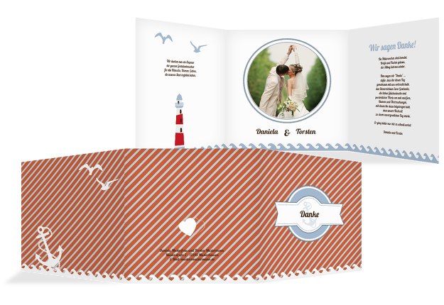 Hochzeit Dankeskarte Leuchtturm