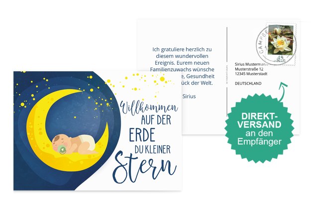 Glückwunschkarte zur Geburt Stern