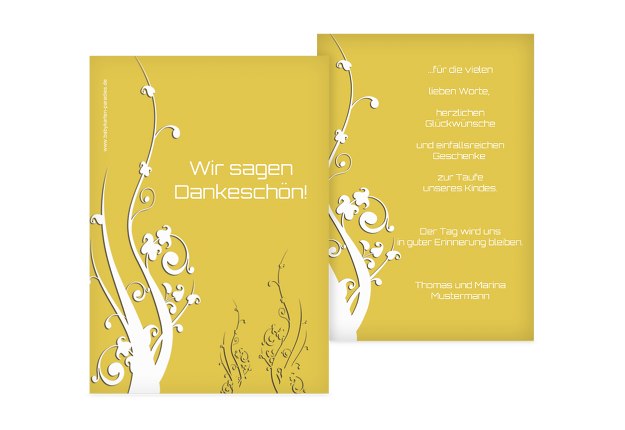 Taufe Dankeskarte Florale Schnörkel 2