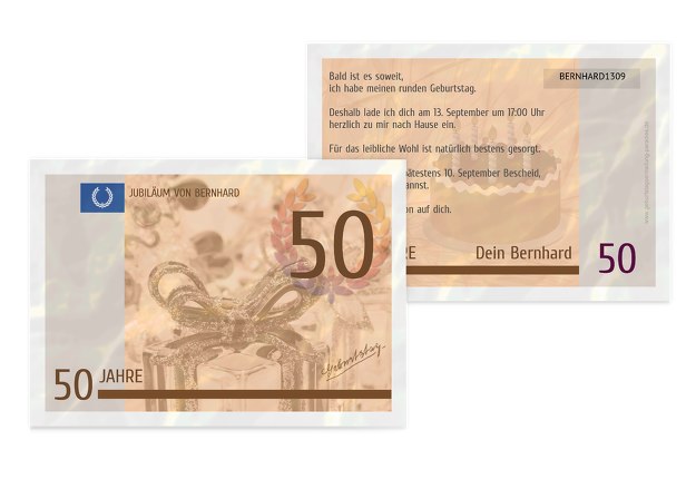 Geburtstagseinladung Geldschein 50