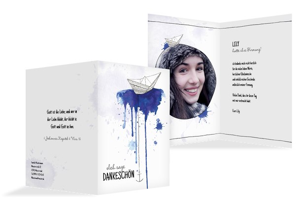 Firmung Dankeskarte Origamischiff