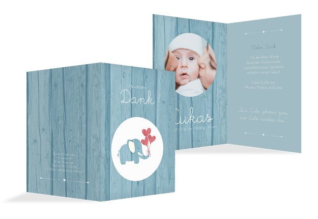Baby Dankeskarte Elefant