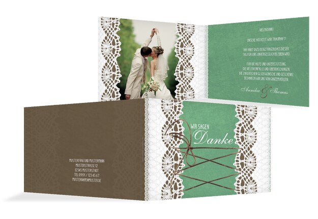 Hochzeit Dankeskarte Vintage Schleife