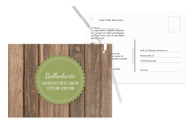 Ballonkarte Vintage Holz