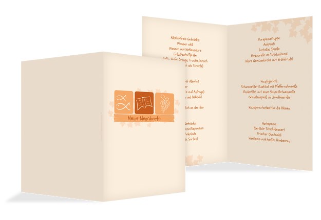 Menükarte zur Konfirmation Blatt