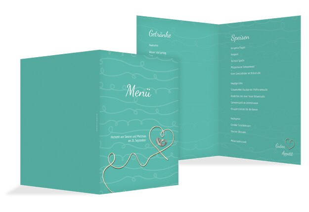 Hochzeit Menükarte erfüllte Liebe
