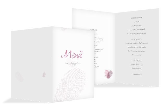 Hochzeit Menükarte fingerprint