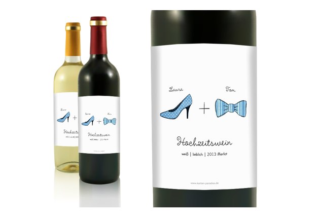 Flaschenetikett High Heel und Fliege